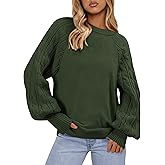 PRETTYGARDEN Womens Sweaters Spring Fashion 2026 Crew Neck Cable Knit Casual Loose Chunky Tunic Sweater Winter Clothing
