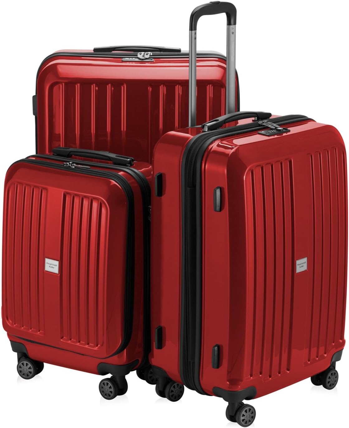 HAUPTSTADTKOFFER - X-Berg - Set of 3 Hard-Side Luggages Trolley Hardside Suitcase Expandable, TSA, (S, M & L), 258 Liter, Red