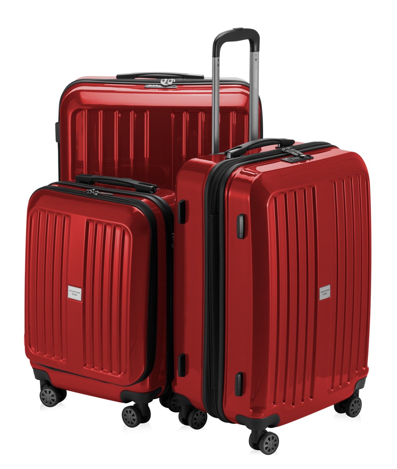 HAUPTSTADTKOFFER - X-Berg - Set of 3 Hard-Side Luggages Trolley Hardside Suitcase Expandable, TSA, (S, M & L), 258 Liter, Red