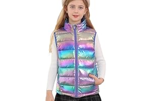 Cutemile Girls Boys Puffer Vest Kids Winter Metallic Sleeveless Jacket 5-12 Years