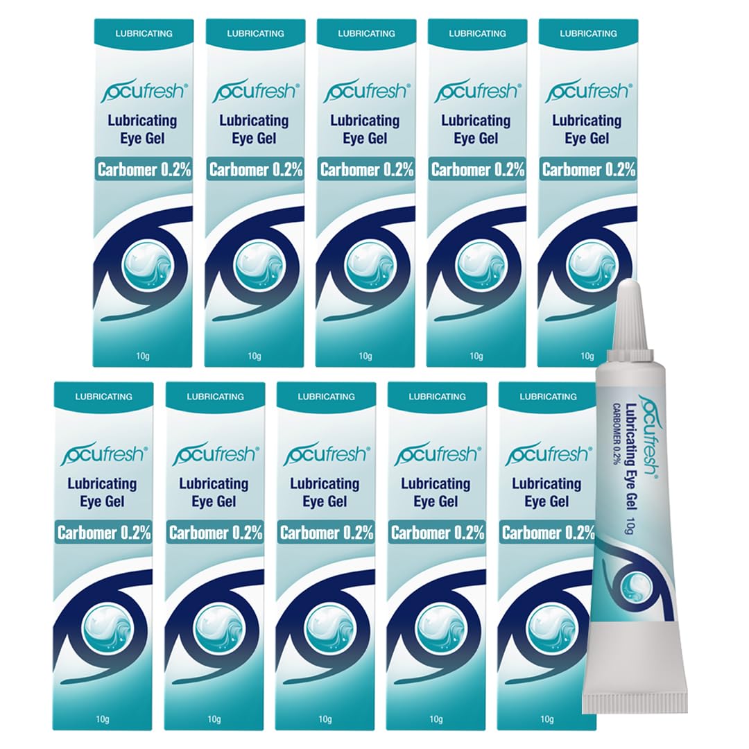 Ocufresh CARBOMER 0.2% Lubricating Eye Gel for Dry, Tired, Irritated Eyes - Intensive Lubrication & Moisturising Formulation for Daily Eye Care Routine-Immediate Eye Hydration & Night Relief, 10 Pack