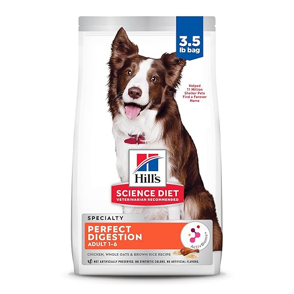 HILL’S SCIENCE DIET PERFECT DIGESTION, ADULT 1-6, DIGESTIVE SUPPORT, DRY DOG FOOD, CHICKEN, BROWN RICE, & WHOLE OATS, 3.5 LB BAG