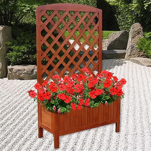 Jardinera de madera, macetero para flores, ayuda para enredaderas: Amazon.es: Jardín