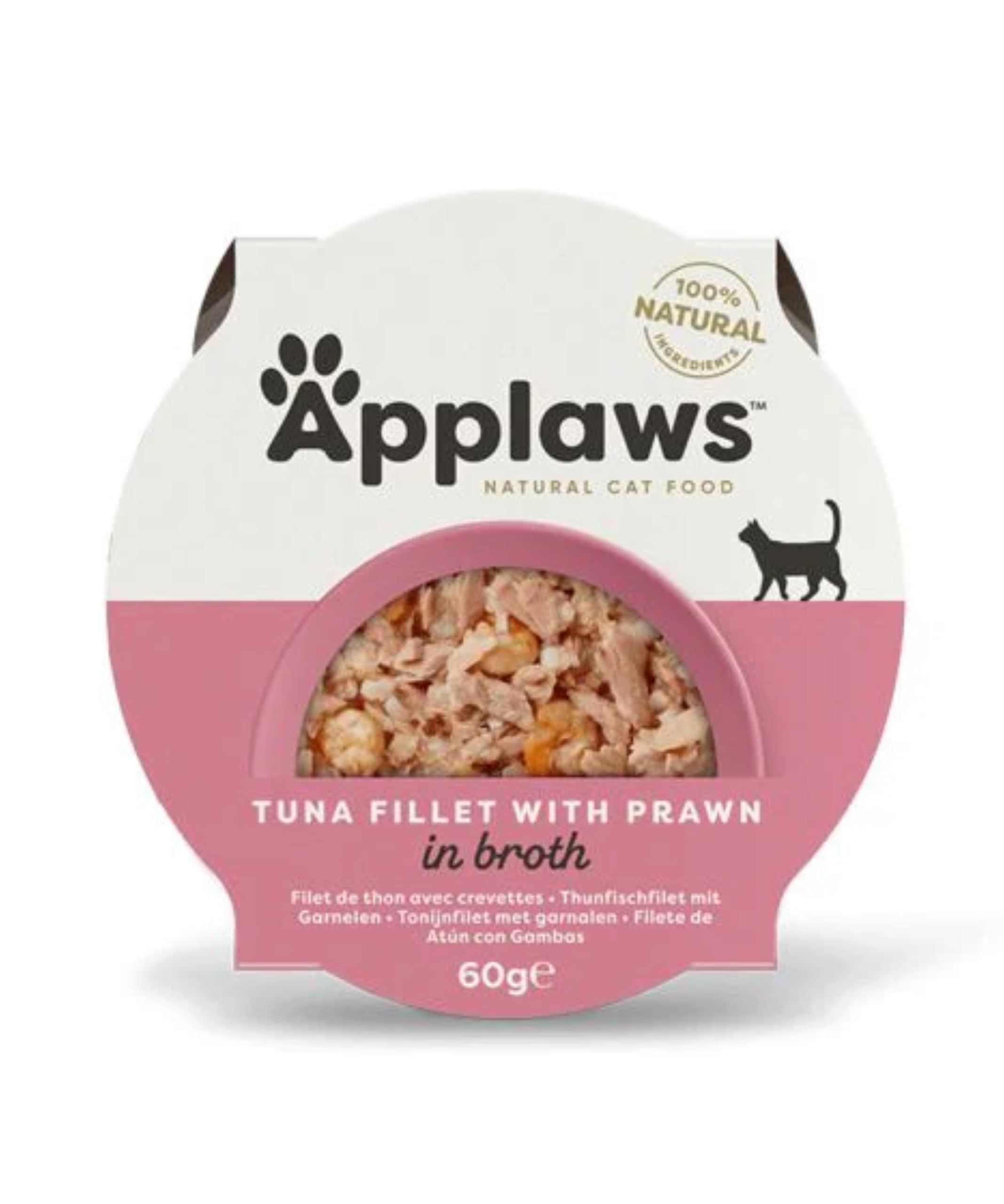 Applaws Cat Tender Tuna Fillet with Prawn, small bowl, 10 x 60 g