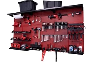 OmniWall Weekend Warrior XL Metal Pegboard Wall Organization System (Red/Black)