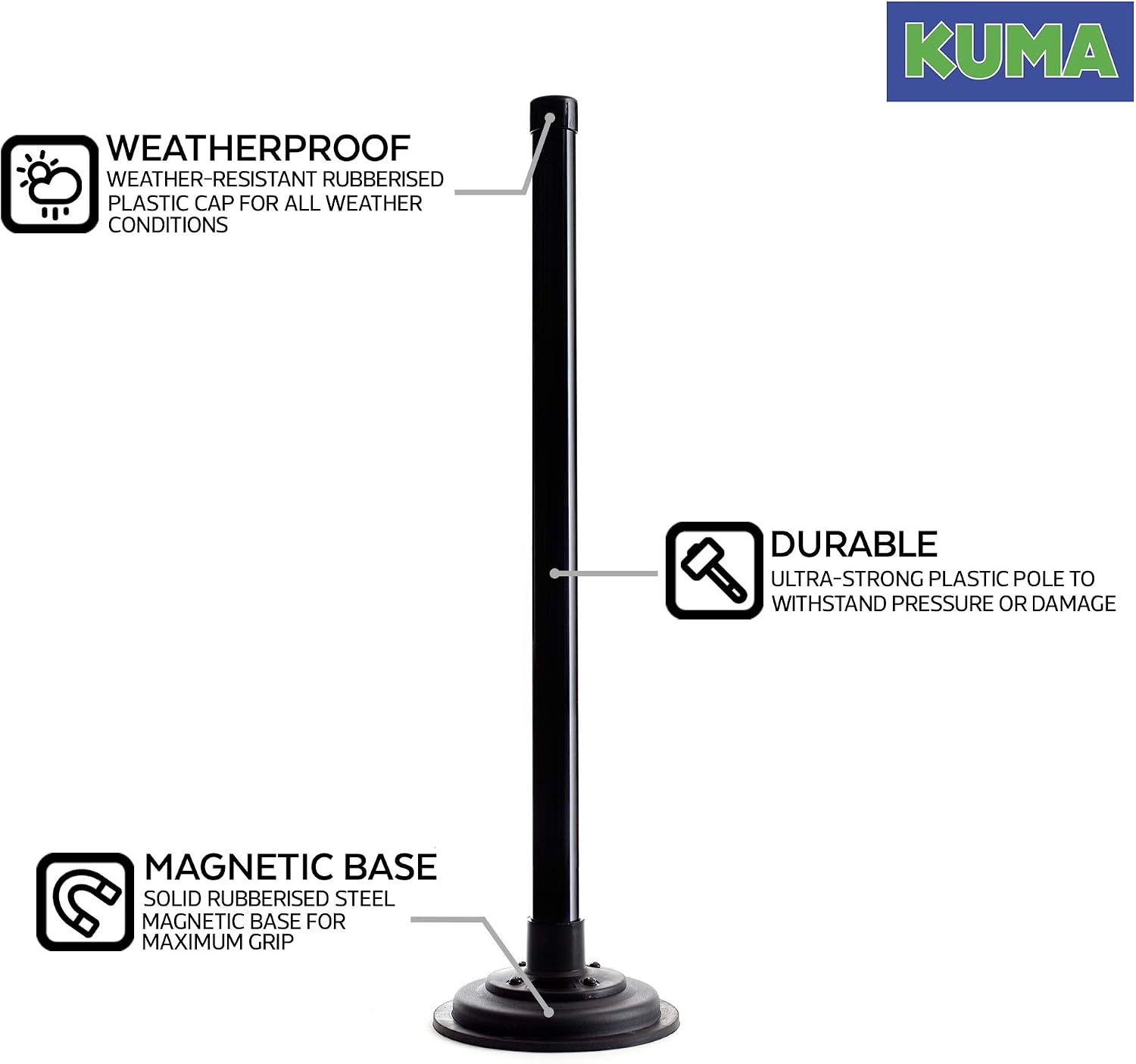 KUMA Magnetic Pole Mount for TV Aerial Wifi Antenna, 450mm Magnet Base Mounting use in House Caravan Motorhome Truck Boat - Image 3