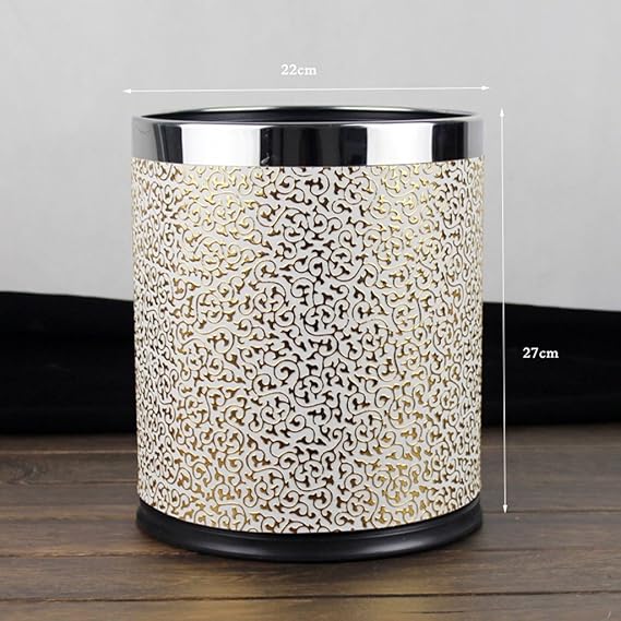 LIN-rlp Bote de Basura metálico, Papelera de Oficina pequeña y Abierta