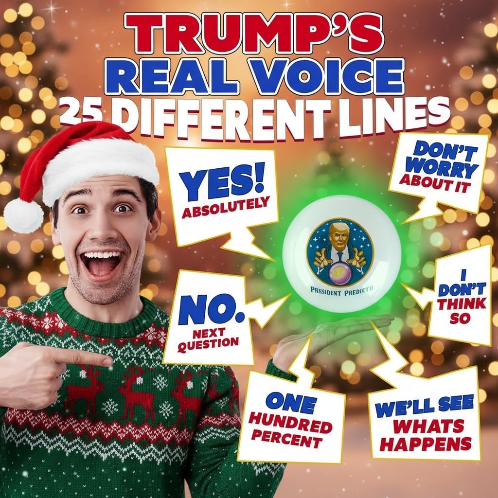 Talking President Predicto Fortune Telling Ball - Lights Up & Trump Talks - Ask Questions & Hear Donald Answer - Funny White Elephant Gifts for Men - Trump Christmas Merchandise, Gag Gift