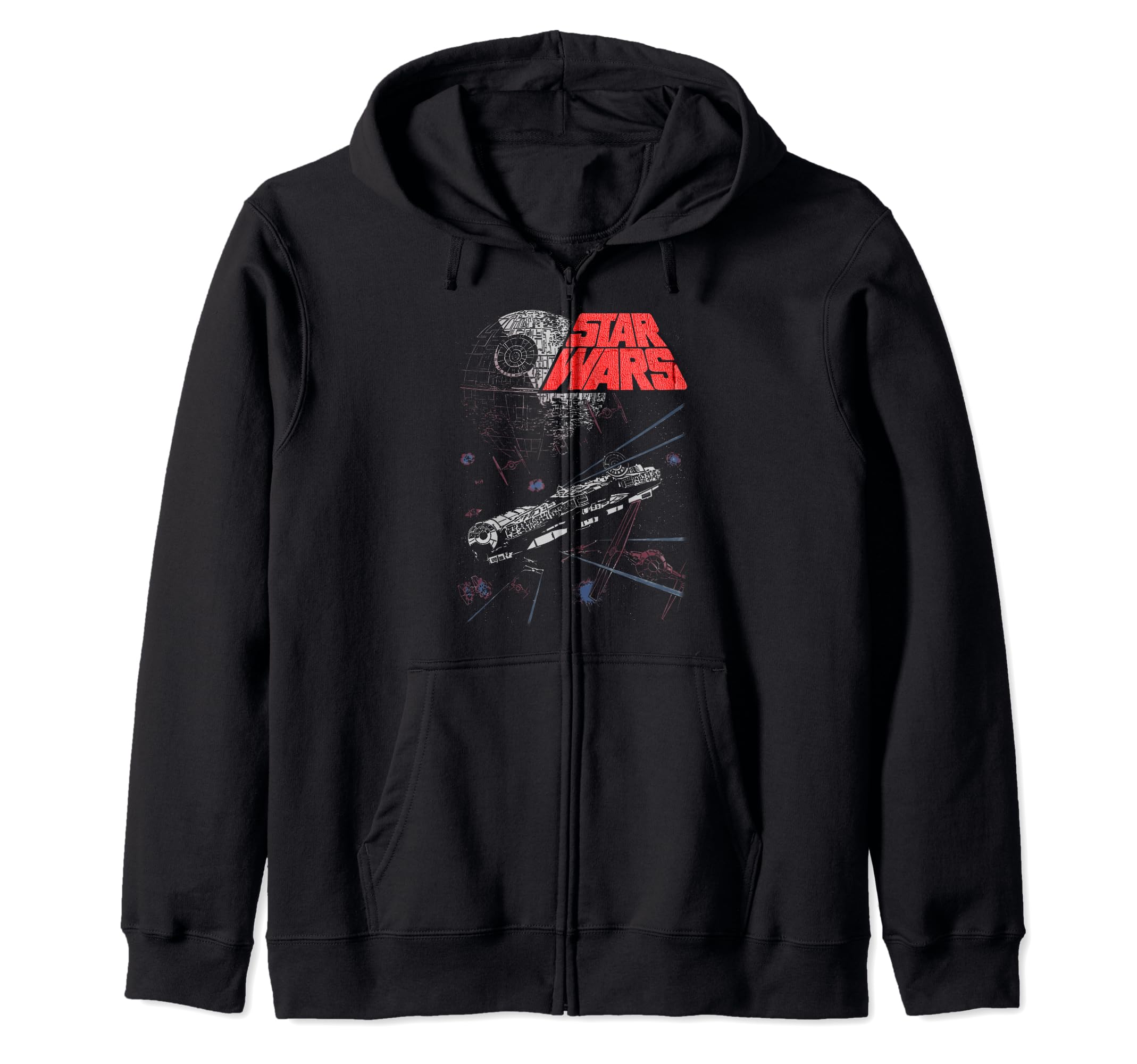 Star Wars Retro Epic Space Battle Falcon Tie Fighter Zip Hoodie