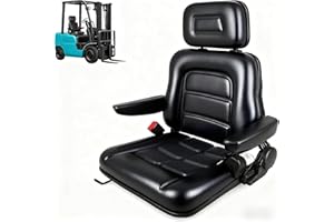 Lilvduybz Forklift Seat with Adjustable Headrest, Tractor Chair with Retractable Safety Belt and Armrest, 18x16x24.8in Tracto