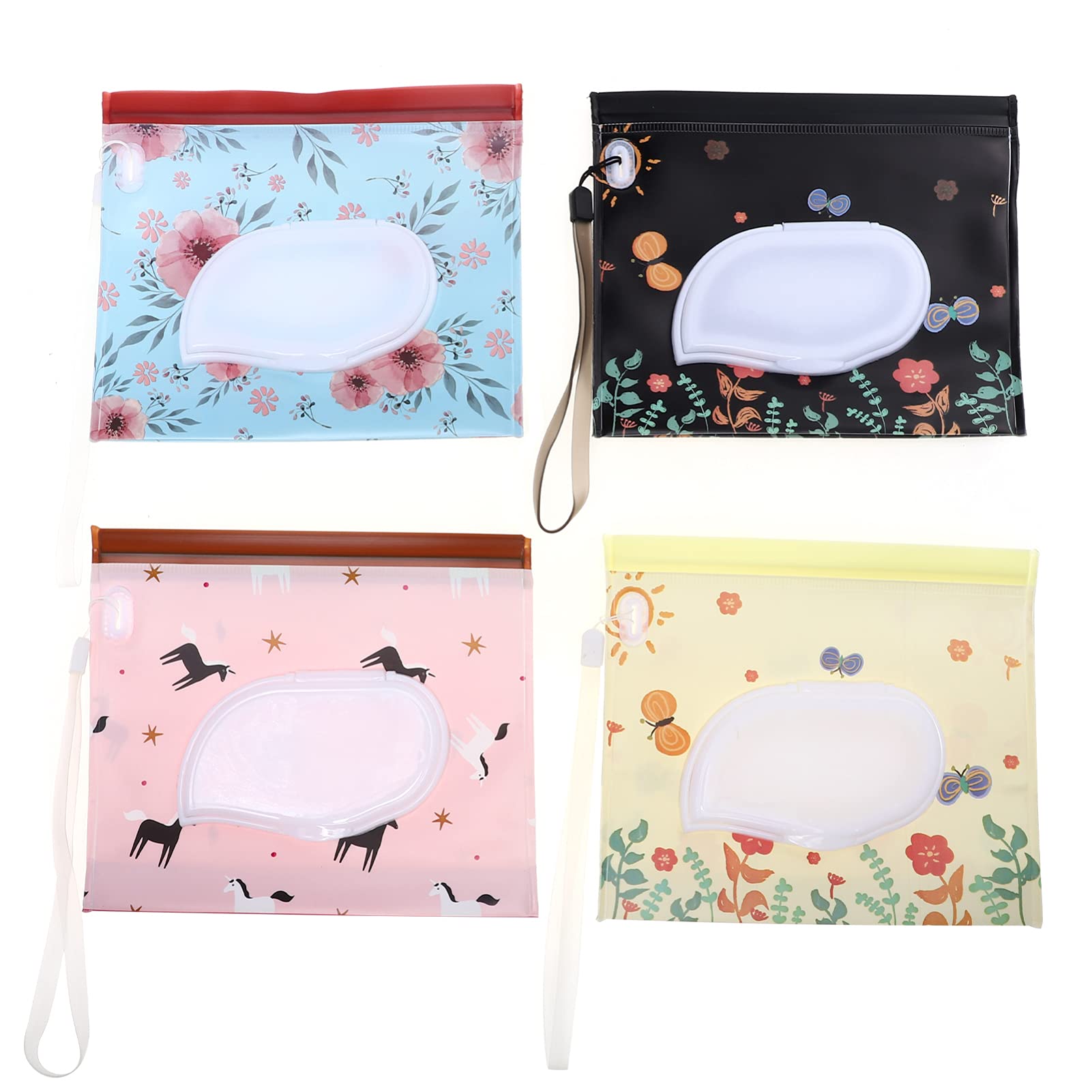 TOYANDONA Reusable Wet Tissue Dispenser Pouch Small Wet Wipes Travel Bag with Open Window Portable Wipe Holder for Baby Care Outdoor Use 7.09X5.91X0.39 Inch