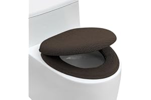 LANSEYIXIU Soft pleated fabric Toilet Lid Cover and Toilet Seat Cover for Bathroom, Machine Washable Toilet Seat Covers, Fits Most Round Elongated and Oblong Lids, Easy Installation& Cleaning (Dark Brown)