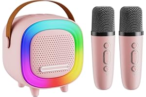 NTEEWAHY Mini Karaoke Machine Speaker for Kids Adults, Portable Bluetooth with 2 Wireless Microphones, Christmas Birthday Gift Ideas for Toys for Teens Boys and Girls Aged 4, 5, 6, 7, 8, 9, 10, 11, 12+
