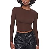 INLYRIC Women's Inbarely Soft Long Sleeve Tops Crew Neck Slim Fit Double Lined Basic Casual Going Out Y2K Tees Shirts