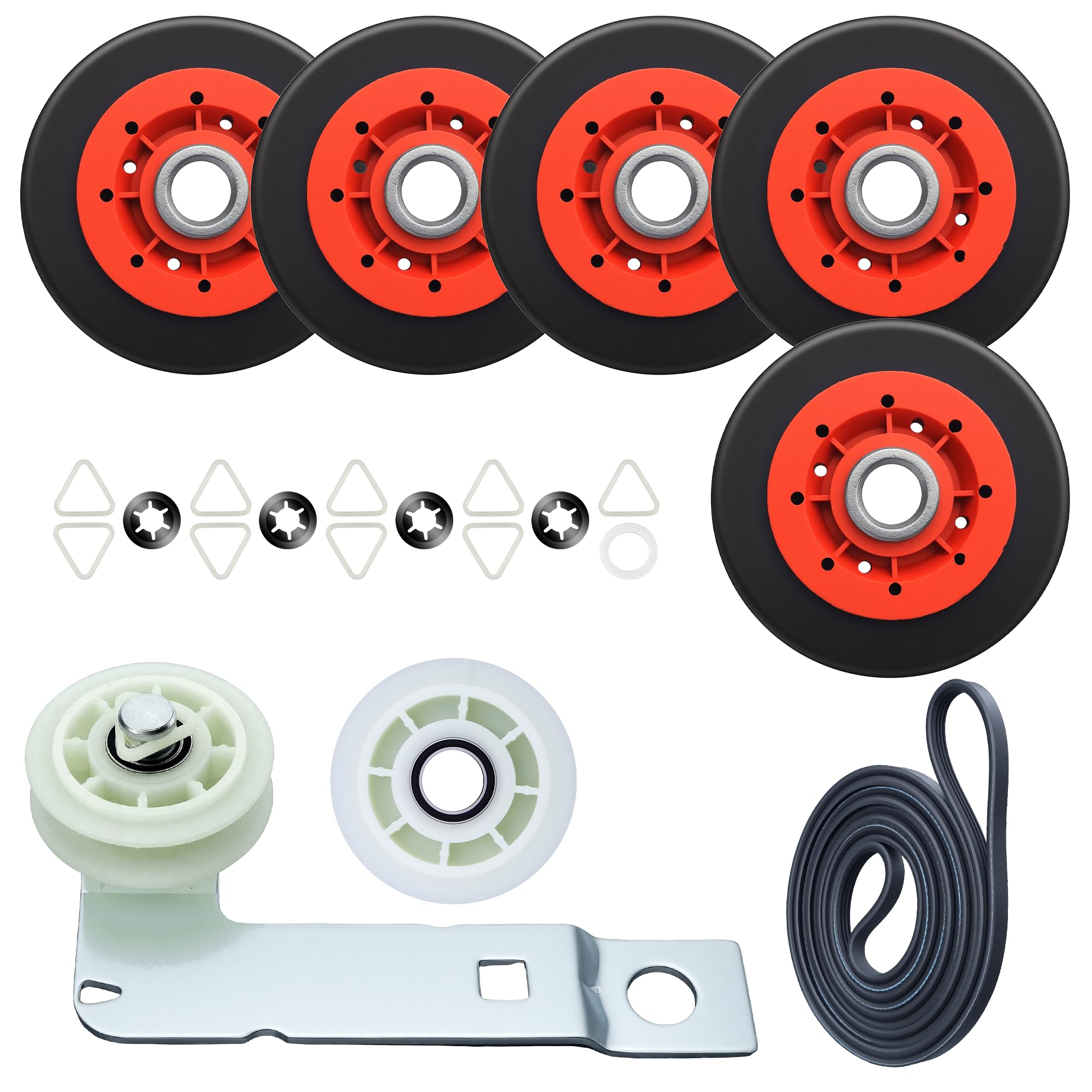 Photo 1 of [Upgraded 5-Wheel] 4392067 Dryer Repair Kit & W10837240 Dryer Idler Pulley Kit - for Whirlpool Cabrio Duet, Kenmore,May.g Bravos XL Dryers - with WPW10314173 Drum Roller,Dryer Belt,Idler Pulley