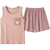 Vopmocld Big Girl's Tank Top and Shorts Cotton Pajama Set Teens Cute Heart Shape Sleepwear Kids Clothes PJS