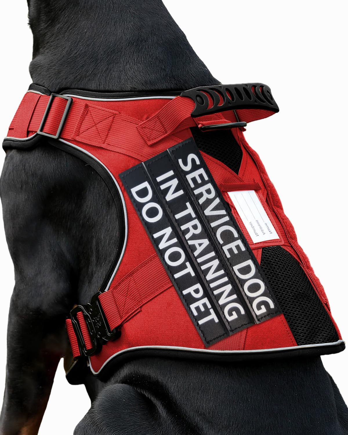 Photo 1 of Reflective No Pull Service Dog in Training Vest Harness for Medium Large Dogs, Red Metal Buckles Front Clip Comfort Padded Adjustable Dog Harness with Do Not Pet Patches for Training Walking