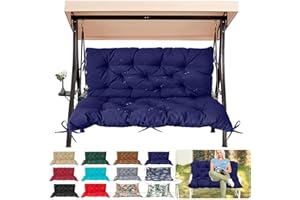 Outdoor/Indoor Swing Replacement Cushion, 2 or 3 Seats Bench Cushions with Backrest, Thicken 4" Recliner Seat Pad for Garden/