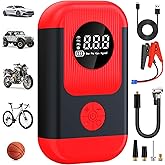 ApexNexus Tire Inflator Portable Air Compressor & Car Jump Starter, Cordless Air Pump with LED Light & Pressure Gauge for Auto,Motorcycles,Bikes,Balls.