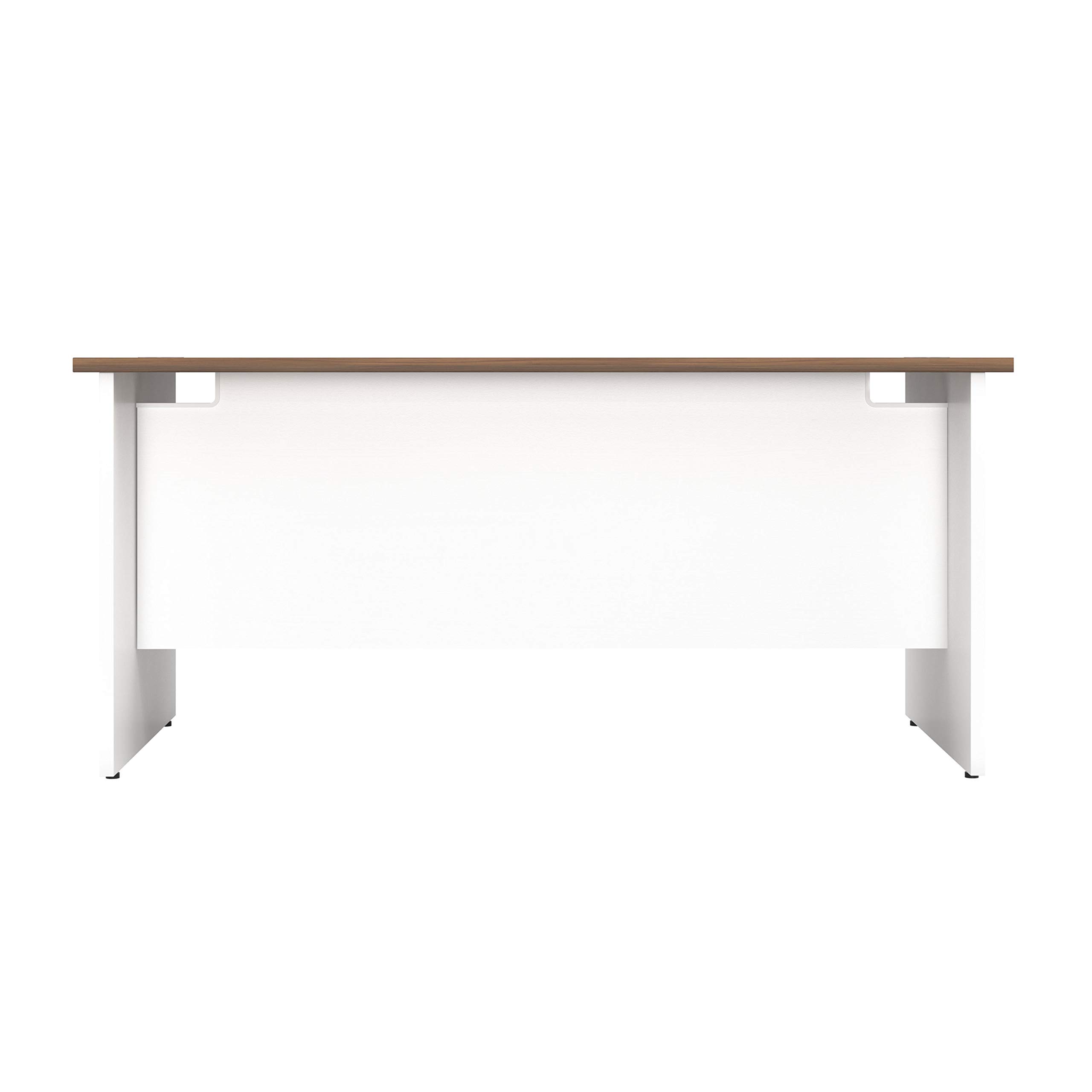 Office Hippo Heavy Duty Rectangular Office Desk with Panel Ends, 160 x 80 x 73 cm, White Legs, Dark Walnut Top