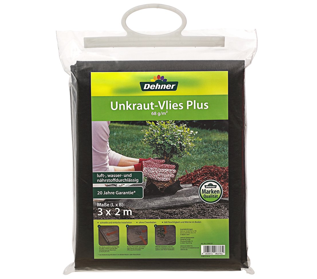 Dehner garden weed fleece plus, approx. 3 x 2 m, black