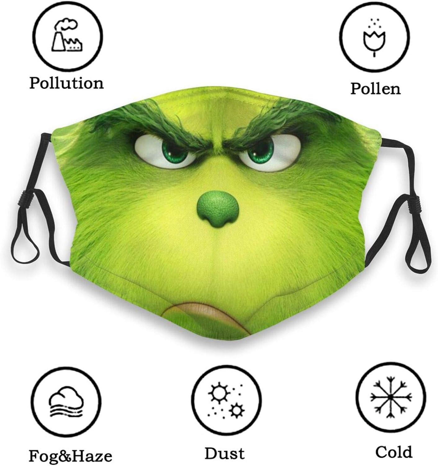 The Grinch Kids Children's Soft Face Mask Reusable with Adjustable Ear Straps Face Balaclava for Girls Boys: Clothing