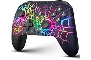 RJAD Switch Controllers for Nitendo Switch/OLED/Lite, Wireless Switch Pro Controller with 10 Colors Light, 1000mAh Rechargeable Switch Turbo Control with Vibration, 6-Axis Gyro, Turbo, Wake Up