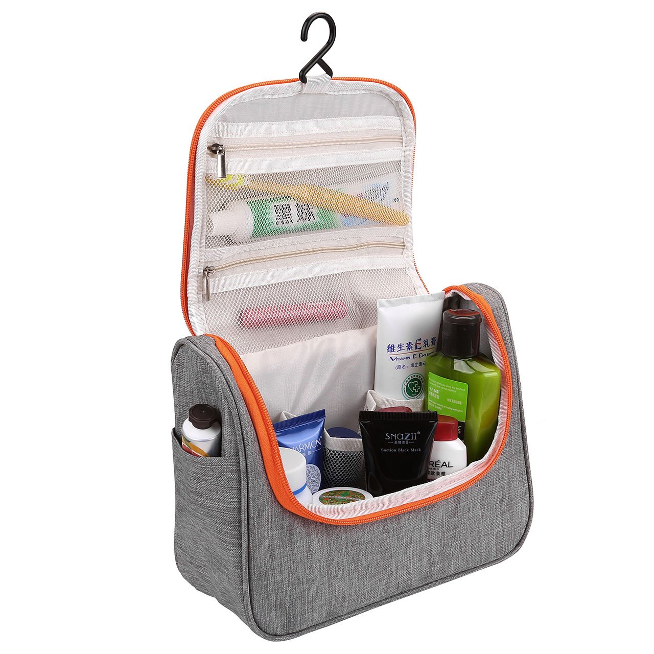 CozyCabin Hanging Toiletry Bag Travel Toiletry Kit for Men Women Toiletries Cosmetics Water Resistant with Mesh Pockets & Sturdy Nylon Hanging Hook Shower Bag, Organizer for Travel Accessories