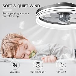 VOLISUN Low Profile Ceiling Fans with Lights and