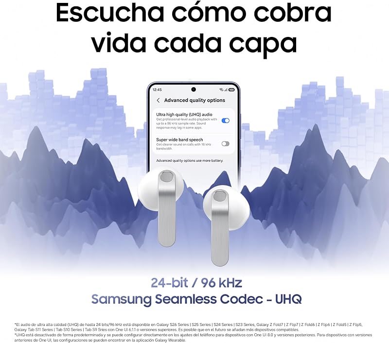 Galaxy Buds4, Auriculares Bluetooth, Audio 240bit/96 kHz, Cancelación de Ruido Adaptativa, Agente IA de Voz, Garantía del Fabricante 3 Años+1 Año Extra, Blanco (Versión Española)