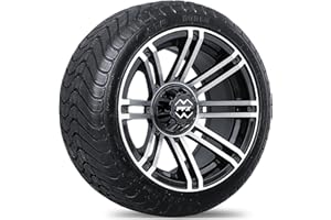 PROFORMX INNOVATION RE-IMAGINED ProFormX Avenger 14" Golf Cart Wheels and Tires Combo Package - Set of Four 225/30-14 Mamba Street Tires on 14x7 Machined/Black Rim. Fits Club Car, EZGO and Yamaha Carts w/Caps & Lugs