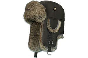 ALKAIDSTAR Fur Winter Trapper Hat,100% Rabbit Fur Aviator Ski Trapper Trooper Pilot Hat,Snow Eskimo Hat