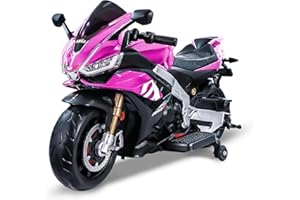 HEIMILI Kids Motorcycle,24V Battery Powered Eletric Ride on Motorcycle for Boys 3-6, Brushless Motor,Kids Electirc Bikes,Aprilia Licensed,with Bluetooth & MP3 (Pink, 24V)