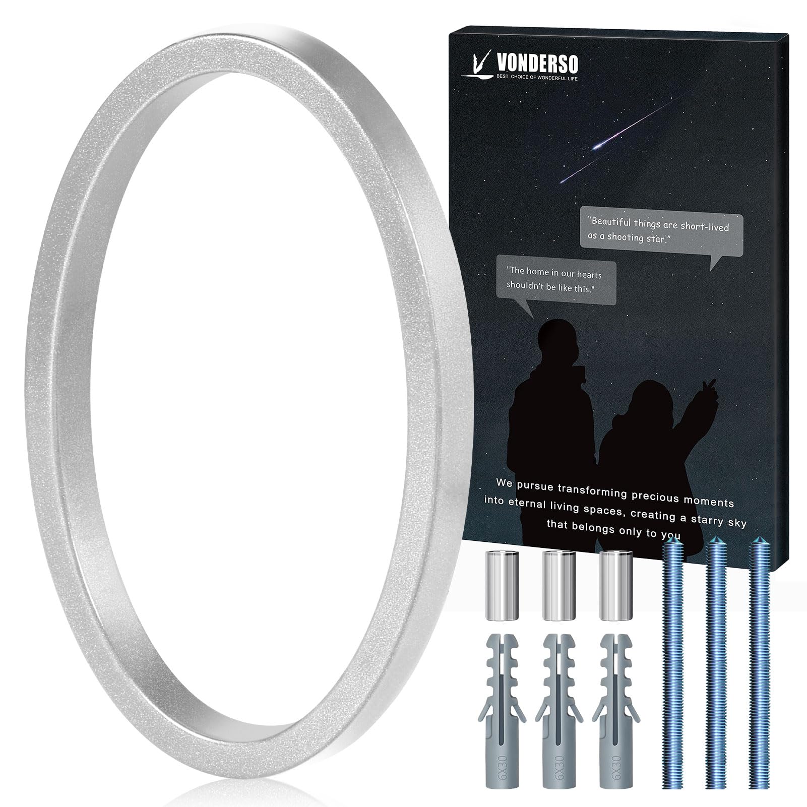 Photo 1 of VONDERSO 6 Inch Floating House Numbers for Outside,Modern Metal Address Number 0,Durable Weather-Resistant Silver Powder Coated Finish,No Fading (Glossy Silver)