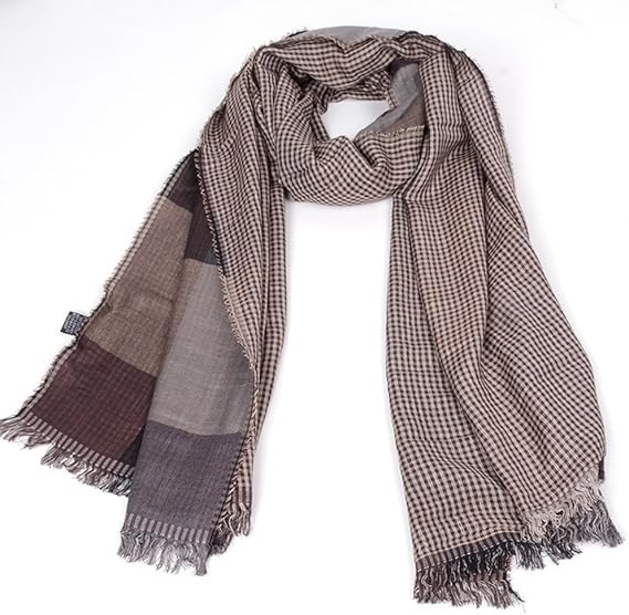 Amazon マフラー 大判 メンズ ストール 柔らかい ビスコース カジュアル チェック柄 千鳥 ビジネス用 両面使える 春 夏 秋 冬 スカーフ 4色使い プレゼント メンズ 通販