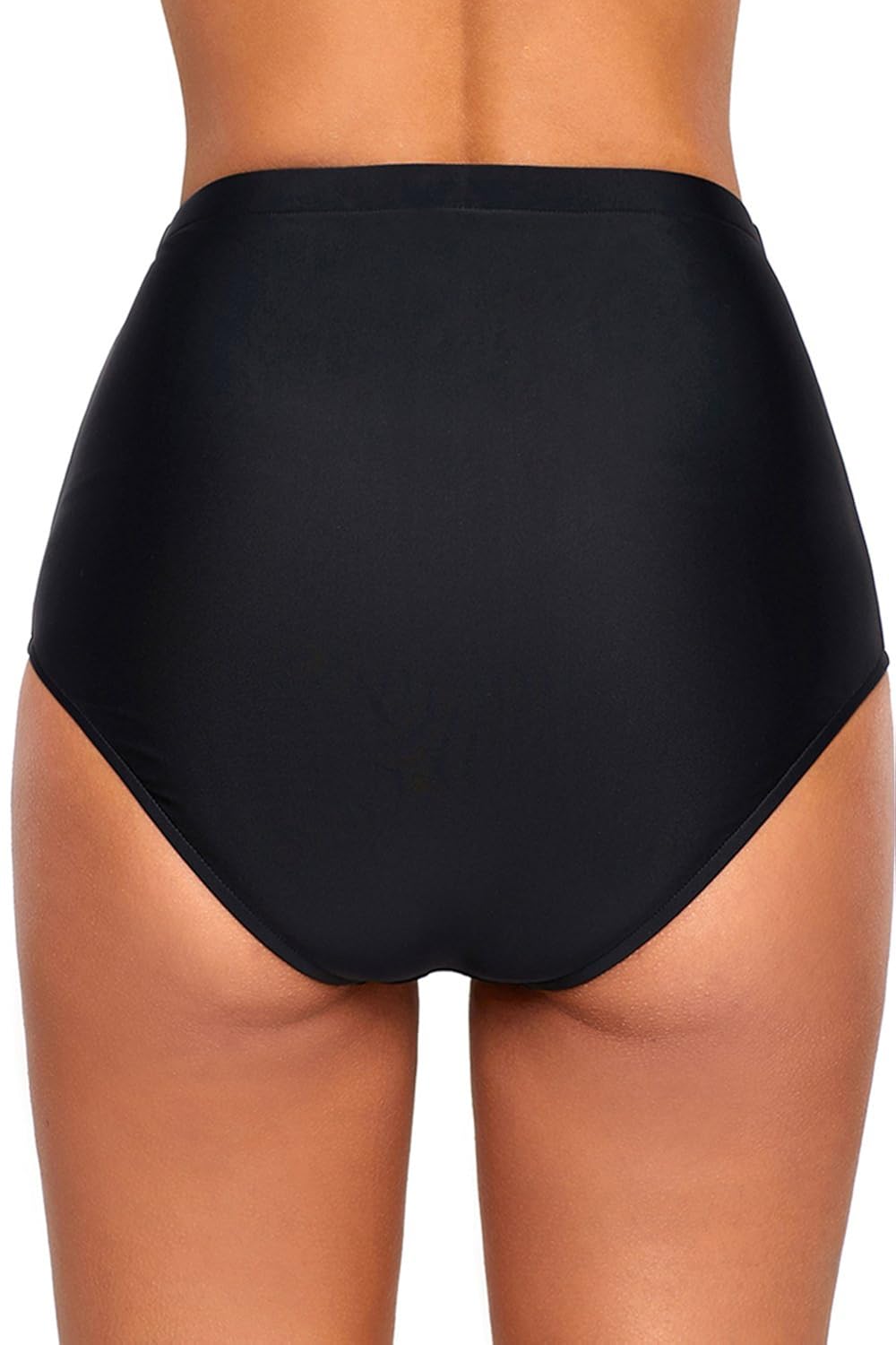 boldgal girl's bathing retro high waist swim shorts (black)