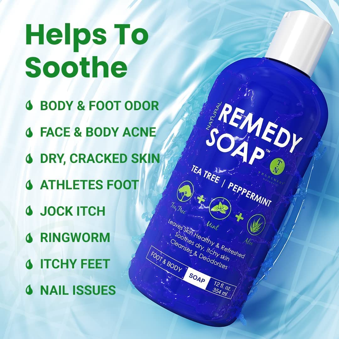 Remedy Tea Tree Oil Balm & Body Wash Bundle | Helps Body Odor, Athlete's Foot, Jock Itch, Ringworm, Yeast Infections, Skin Irritations, Eczema, Rashes for Women/Men | 100% Natural Tea Tree Mint & Aloe