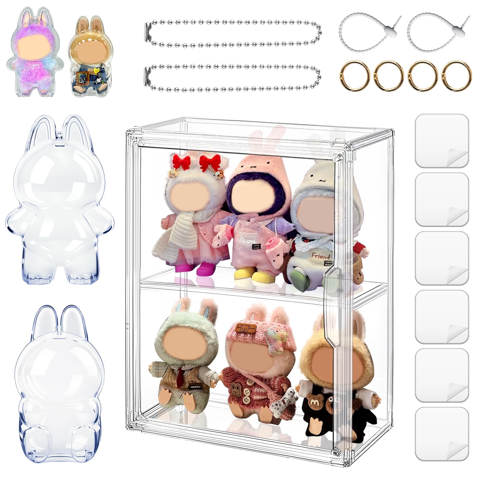 Photo 1 of 12PCS Display Cases for LABUBU, Clear Display Case Compatible with Labubu Collectibles, Durable Figure Display Case with Protective Case for Blind Box Monster Doll Fits Macaron?Colorful Theme