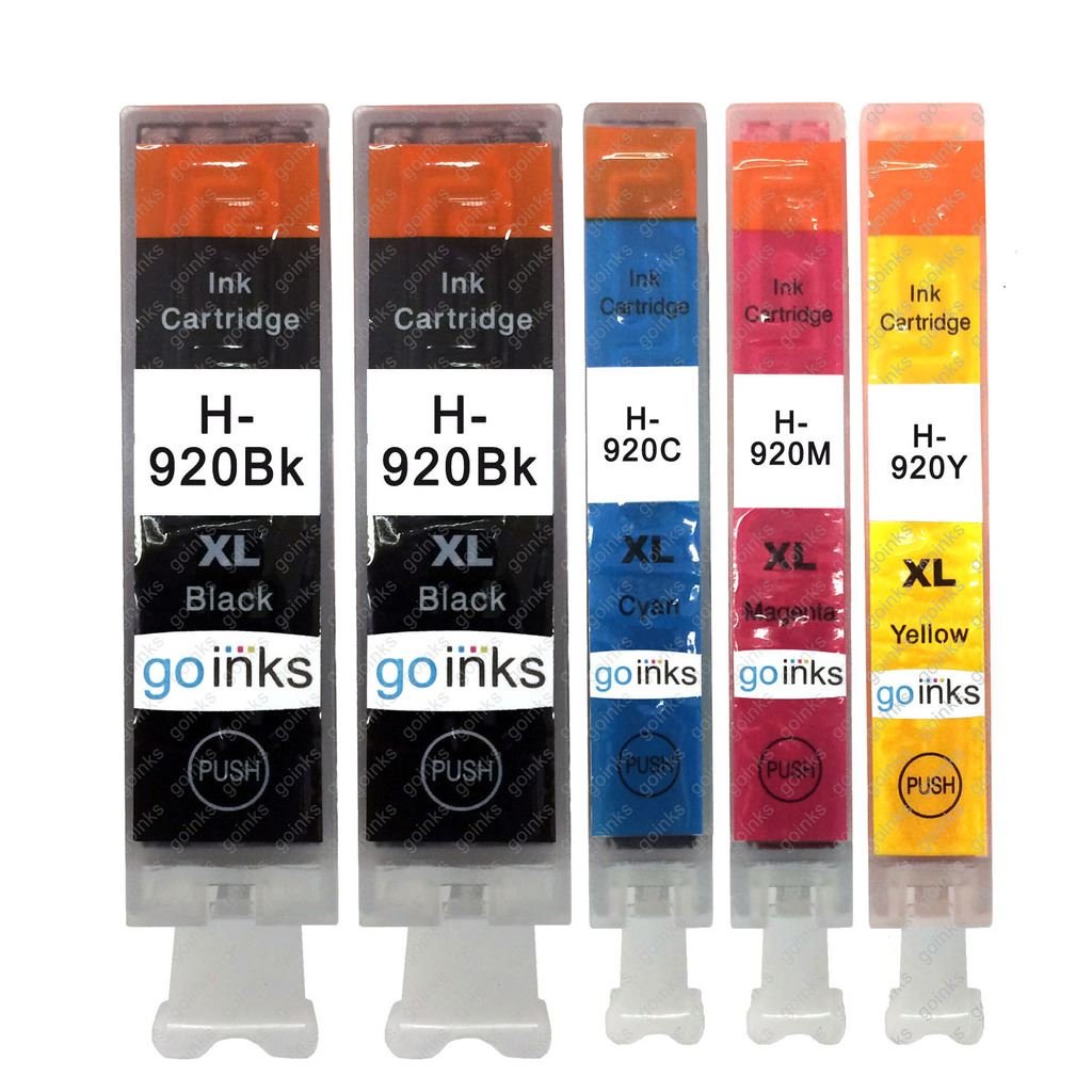 Go Inks 1 Set of 4 + Extra Black Ink Cartridges to replace HP 920 + Bk (XL Capacity) Compatible/non-OEM for HP Photosmart Printers (5 Inks)