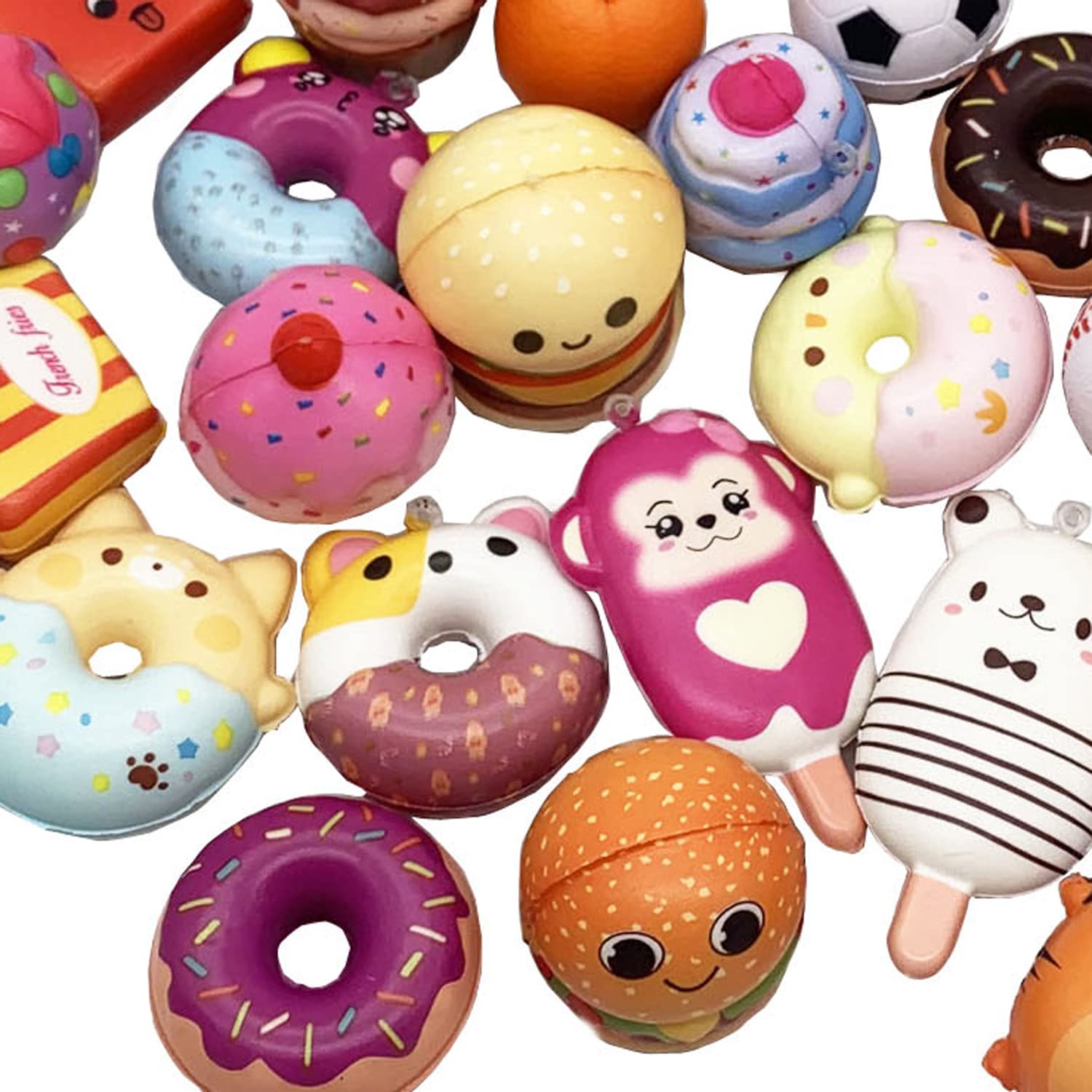 Aqueens – Lot De 30 Squishies Kawaii Aléatoires (1 Jumbo + 29 Formats) – Soulage Le Stress, Mousse PU, Dès 3 Ans