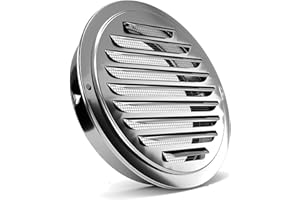 FGBB Stainless Steel Air Vents, Louvered Grille Cover Vent Hood Flat Ducting Ventilation Air Vent Wall Air Outlet with Fly Screen Mesh for House (8inch)