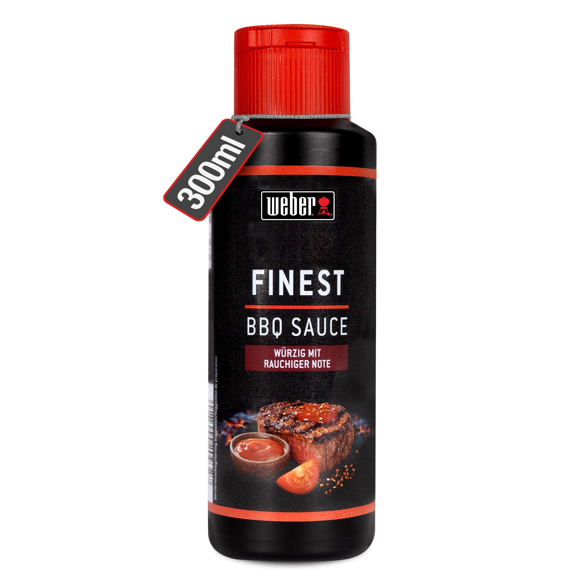 Weber Finest BBQ Sauce 300 ml - Rauchige Grillsauce für Rind, Lamm, Geflügel & Schwein - Intensiv würziger BBQ Geschmack - Grill Sauce Vegan, glutenfrei, laktosefrei, ohne Konservierungsstoffe
