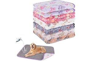 YUEPET Waterproof Dog Blankets, 6 Pack Washable Dog Blankets for Bed Couch Sofa Protector Fleece Flannel Puppy Blanket Soft Plush Reversible Throw Blanket for Medium Large Dogs 40"×30"