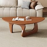 Mid Century Modern Coffee Table - Walnut Wooden Coffee Table for Living Room,Center Table Suitable for Bedroom Living Room Reception Office Tables (Walnut, Small 34.5 * 23.5 * 16in)