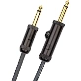 D&rsquo;Addario Accessories Custom Series Circuit Breaker Guitar Cable - Momentary Kill Switch Instrument Cable with &frac14; Inch Ends - On/Off Switch for Silent Instrument Changes - Straight, 15 feet