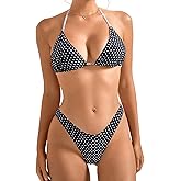 SUUKSESS Women Halter String Two Piece Bikini Sets Reversible Thong Swimsuit