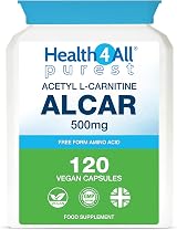 Health4All Acetyl L-Carnitine 500mg 120 Capsules Vegan UK Made view 1