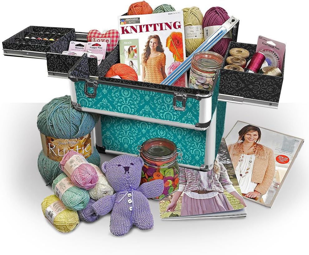 Large Sewing Box and Knitting Accessories Case Organiser, Storage Craft Box In Imperial Teal