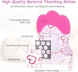 Vicloon Baby Teething Set 2 Pack Teething Mittens Silicone Glove Rose Red view 3