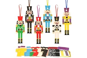 Fennoral 12 Pack Nutcracker Craft Kit for Kids Make You Own Foam Stickers Ornament DIY Christmas Arts and Crafts fo Chirstmas Party Supplies Christmas Tree Decoration
